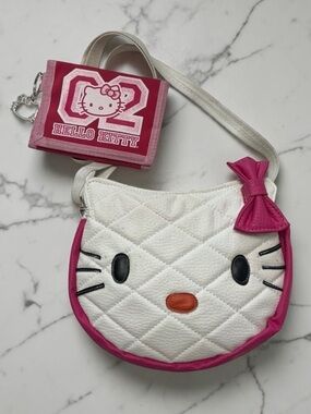 Hello Kitty Pink and White Quilted Kids Crossbody Bag & Wallet